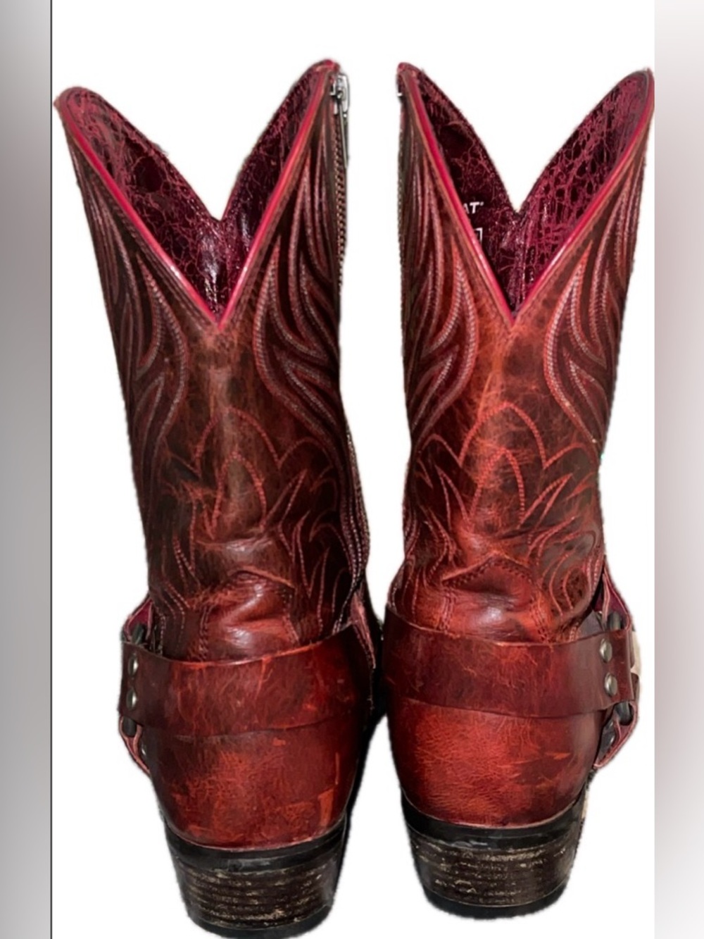 Ariat Deep Red Leather Western Boots with Stud Detail - Picture 4 of 7